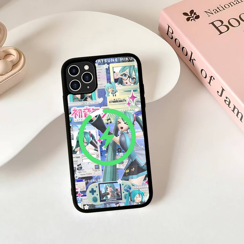 Kawaii H-Hatsune Miku Magnetic Wireless Phone Case For IPhone 17 16 15 14 Plus 13 12 11 Pro Max