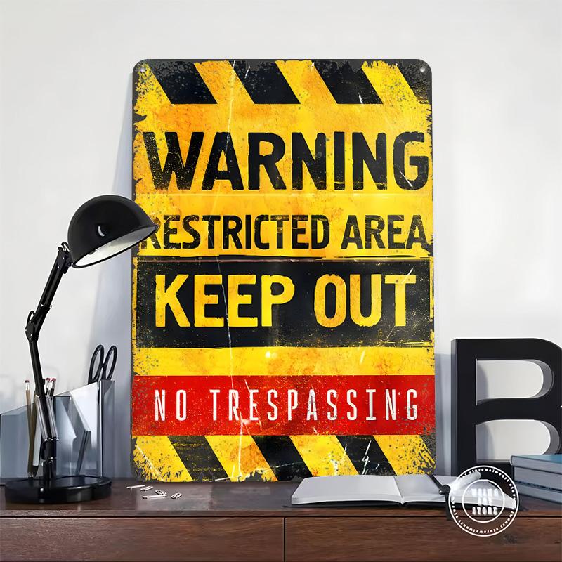WARNING NO TRESPASSING Metal Poster Customized Wall Art Retro Vintage Tinplate Signs for Interior Decoration Living Room Decor