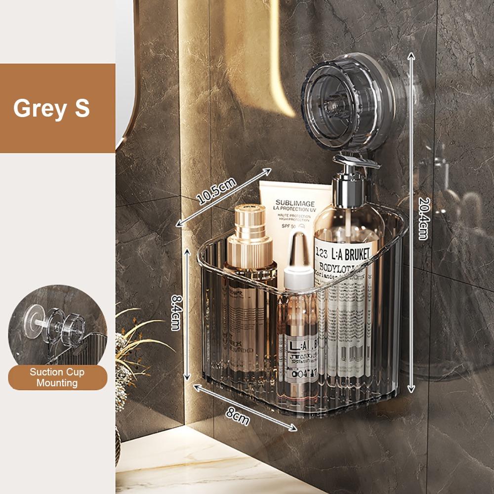 

1Pcs Hanging Suction Cup Storage Rack Cosmetics Organizer Kitchen Bathroom Accessory Grey S
