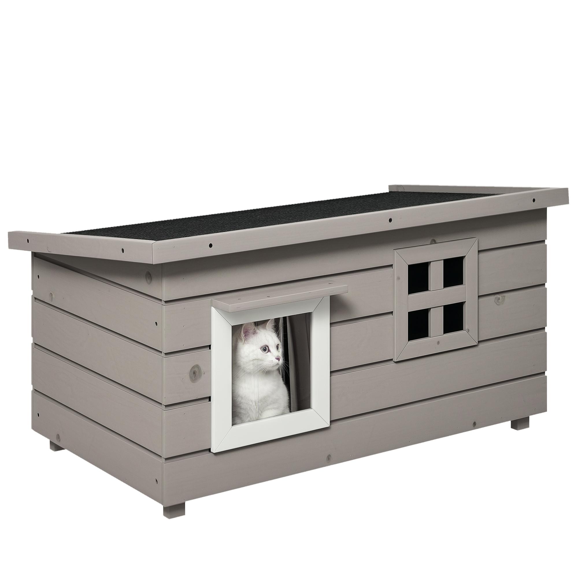 Wooden cat house, waterproof cat shelter
