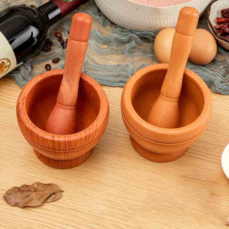 Household Grinder Pressing Garlic Mashed Garlic Mashing Pot Manual Mashing Medicine Pot Jujube Wood Pounding Garlic Stone Mortar