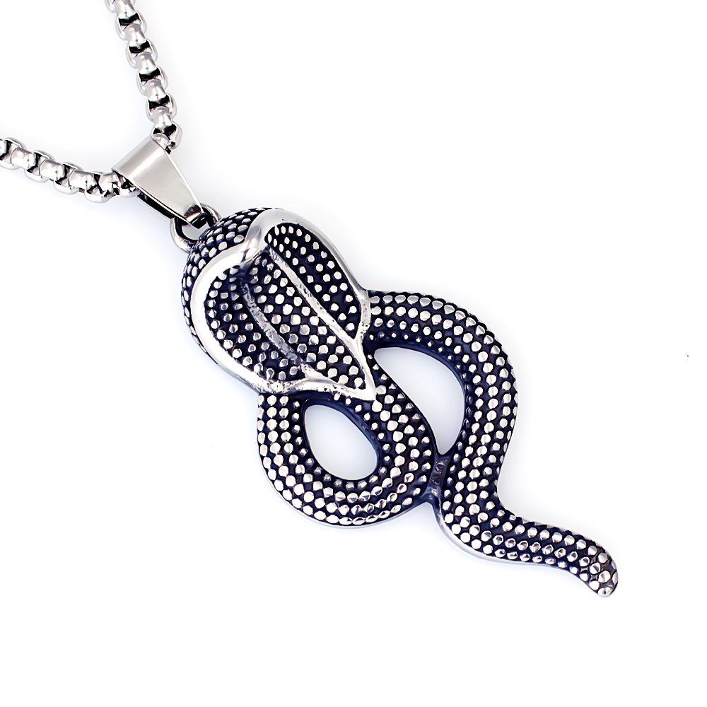 Viking Dragon Pattern Stainless Steel Necklace Bold Retro Fashion Jewelry