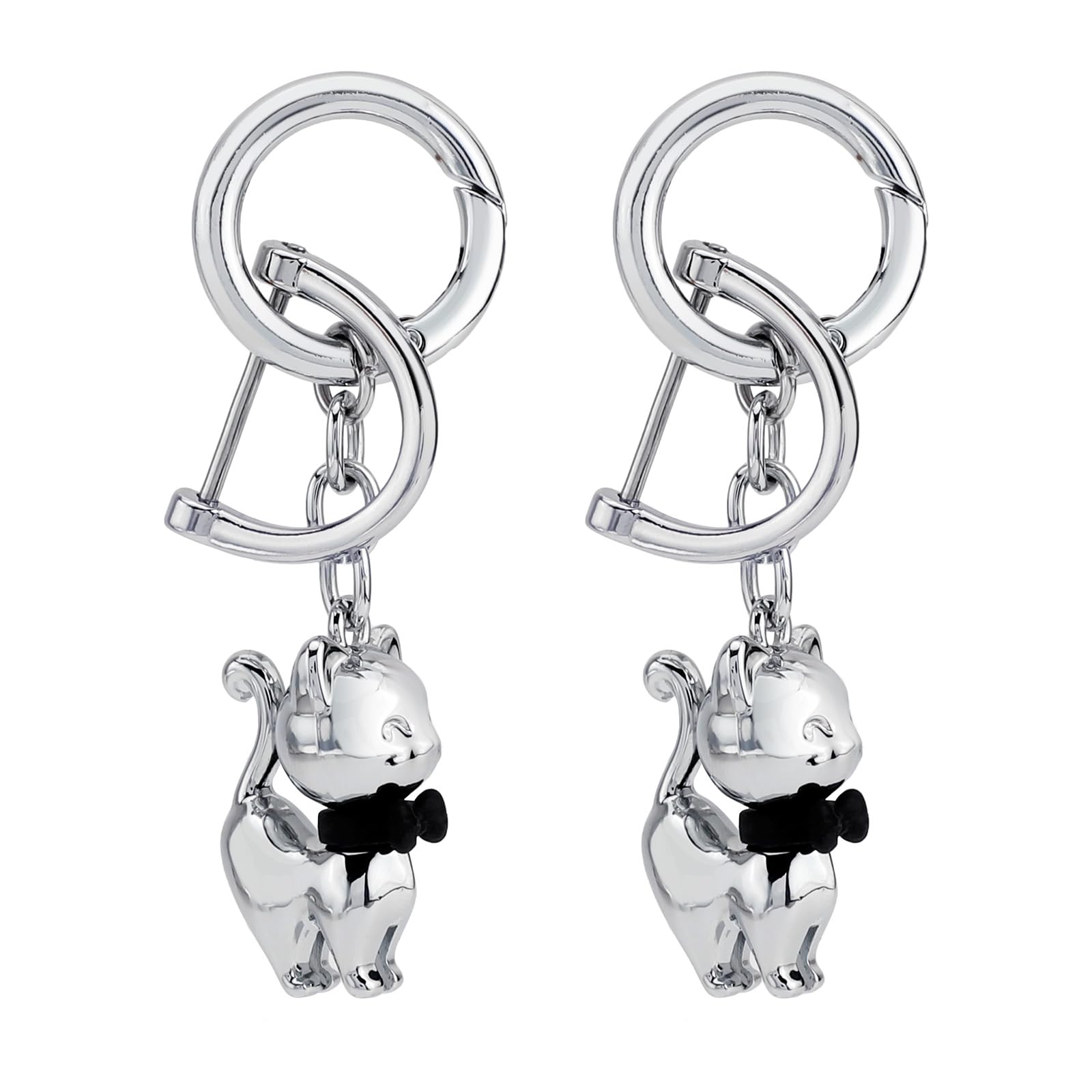 [MAZERO] Cat Keychain Cute Bag Charm Cute Bag Charm Small серебряный