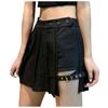 Women Fashion Casual Solid High Waist Ruffled Frenulum Zipper Short Skirt