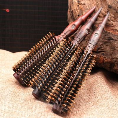 3 tipi di pettine per capelli lisci in twill, spazzola rotante con setole di cinghiale naturali, barilotto rotondo, strumento per lo styling fai da te per parrucchieri