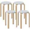 Set of 4 Round Stackable Stools in Grey Wood, diameter 40x45 cm