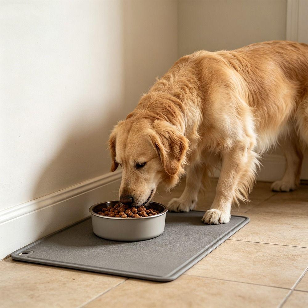 Portable Waterproof Pet Mat Non-Slip Easy Clean Food Bowl Cushion Durable Silicone Dog Feeding Tray for Dogs Cats