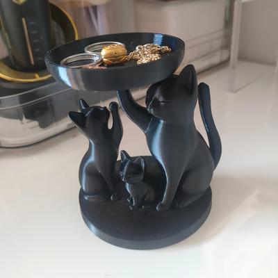 Retro Cute Dark Black Cat Family Storage Tray, Desktop Organizer for Home Office Decor