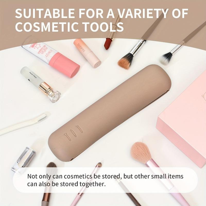 Silicone Makeup Brush Holder Portable Travel Cosmetic Brush Case With Cleaning Mat