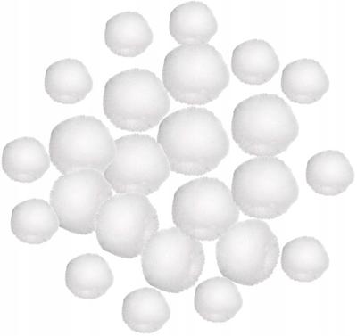 Acrylic Pompoms Mix White, 24 Pcs
