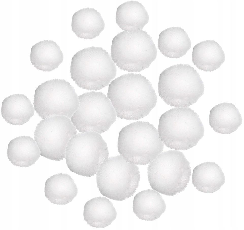 Acrylic Pompoms Mix White, 24 Pcs