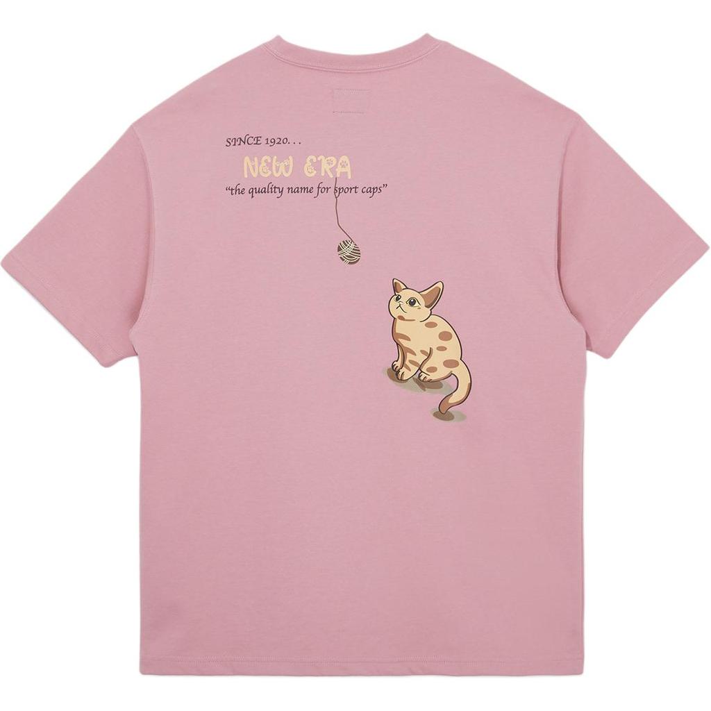 New Era SS26 Cute Pet Series Casual Cartoon Cat Logo Letter Print Round Neck Loose Short Sleeve T-Shirt Unisex T-Shirts 14905220