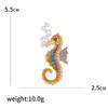Rhinestone Sea Life Brooches for Women Unisex Glass Animal Pins Banquet Party Backpack Gifts Jewelry Accessories