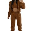 Set trening 3 piese pentru femei, fleece, hanorac cu fermoar, bluză fără mâneci, pantaloni de jogging, set toamnă, ținute casual de trening