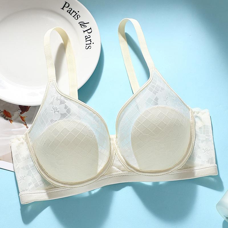 

Customized French pure beauty bra, sexy mesh rabbit ear cup, ultra-thin breathable soft steel ring, anti-sagging 34/75bc through cup шампанского