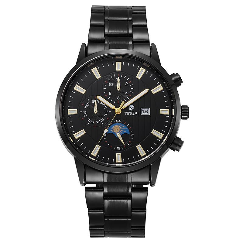 

Bendian популярный календарь стальной ремень кварцевые часы мужские деловые мужские часы три глаза большой циферблат мужские часы