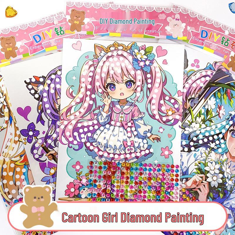 Kids' Cartoon DIY Acrylic Gem Stickers: Fun Educational Diamond Stickers for Girls