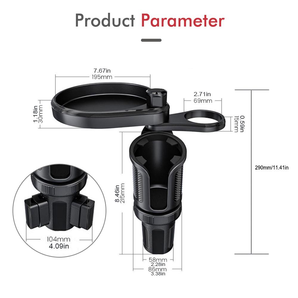 Universal Car Cup Holder Expander Tray, Adjustable Food Drink Organizer for Vehicle Snacks Water Bottle Coffee Mugs Keys