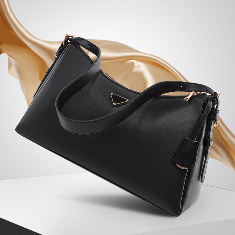 2025 Frühling Neue Einfache Mode Damen Schultertaschen High-End PU Leder Damen Achseltasche Klassisch Schwarz Einfarbig Tragetaschen für Freundin Geschenke