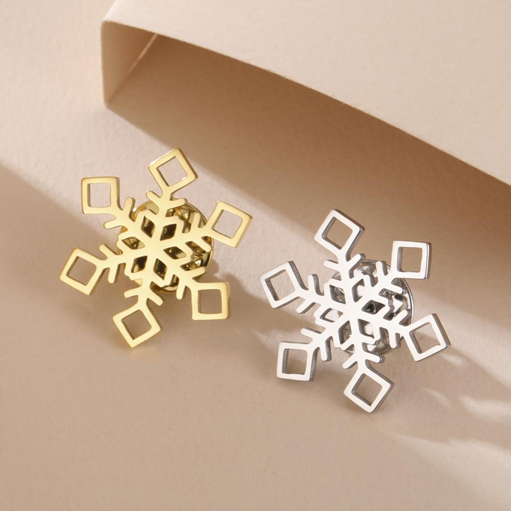 Dawapara Christmas Snowflake Brooch Snowflower Lapel Pin Stainless Steel Jewelry Winter Accessories Christmas Present