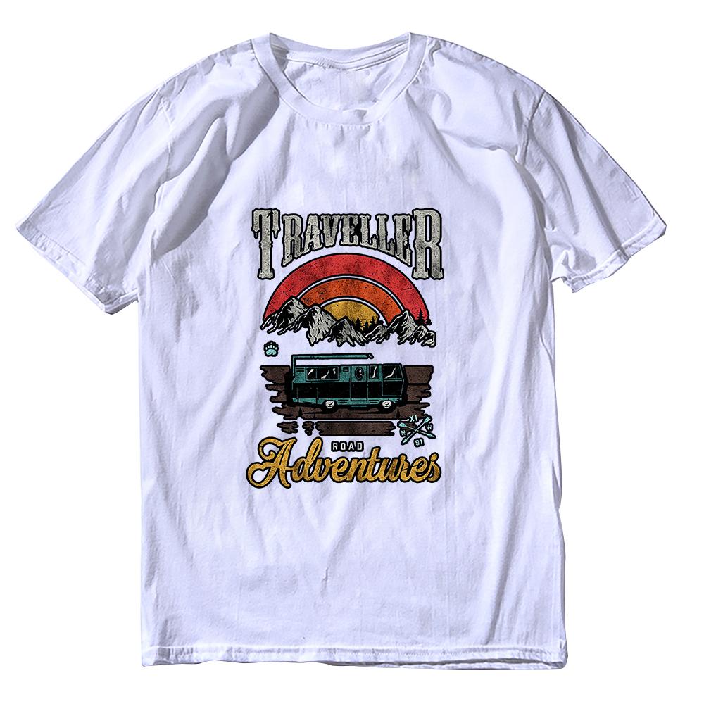 Coolmind YA007 100% Cotton Big Size Cool Traveller Print Men T Shirt Exclusive Graphic Loose Men Tshirt Cotton Tee Shirts Man