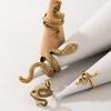 Imoli 4pcs/Set Fashionable Punk Style Snake Carved Alloy Ring Set, Suitable for Party, Gathering, Gift