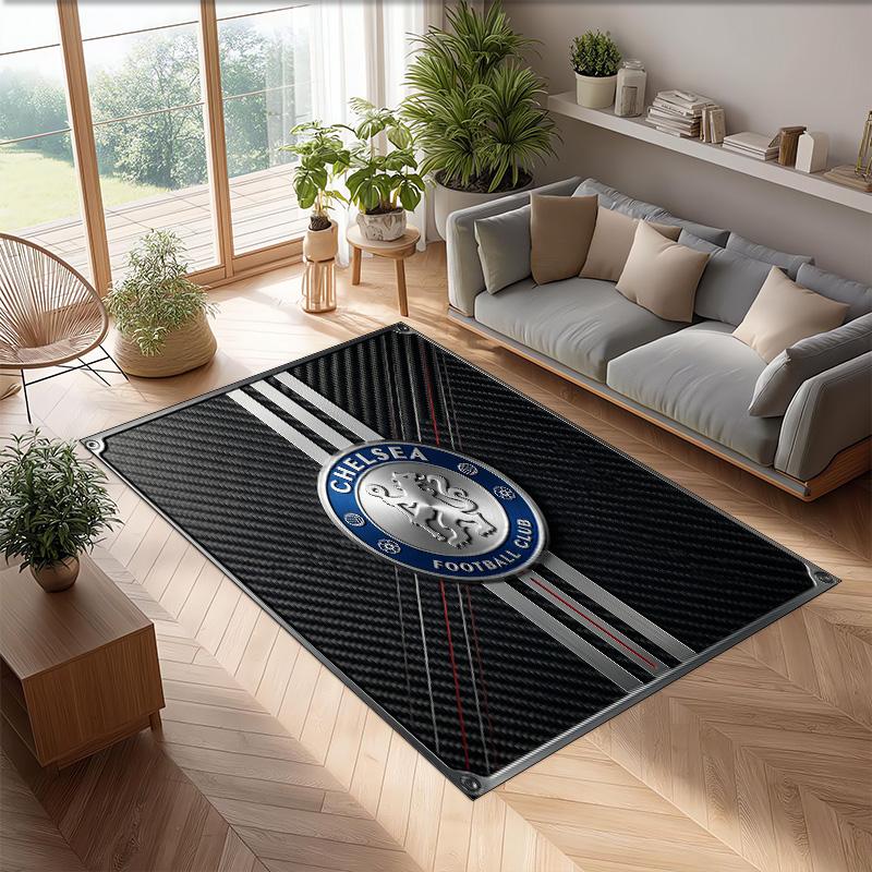 Chelsea FC Printed Flannel Area Rug Non Slip Soft Polyester Floor Carpet Indoor Decor Mat for Bedroom Living Room Sofa Game Room Home Decoration