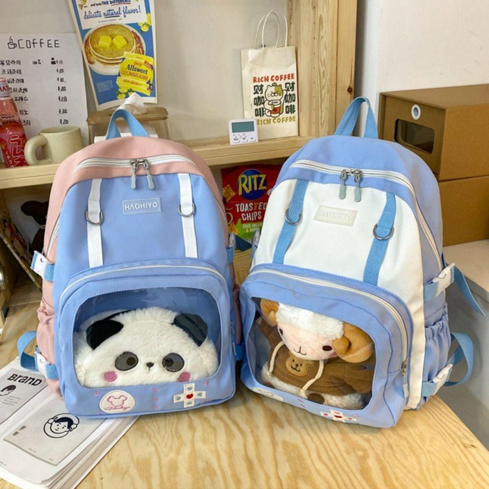 Transparent Students Backpack Multi Pocket Double Shoulder Bags Large Capacity School Bag  College