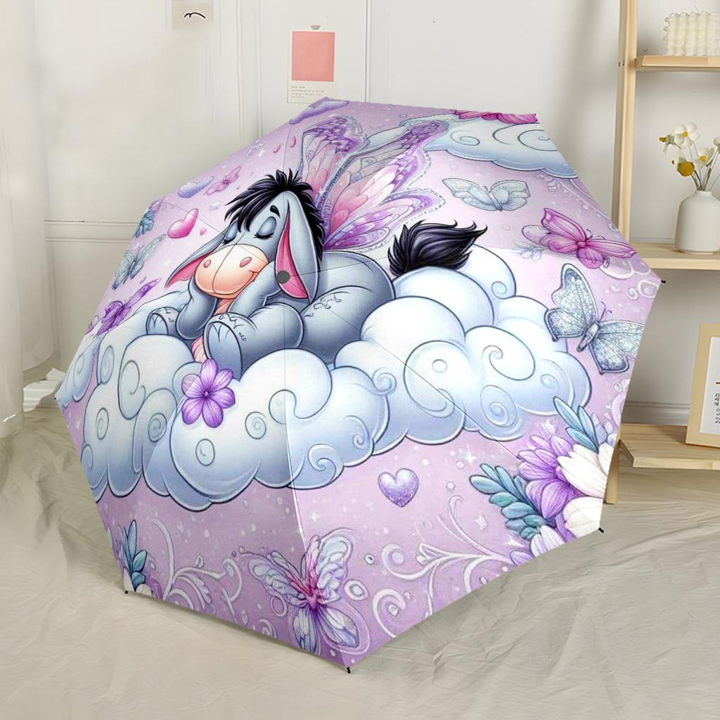 Eeyore's Dreamy Garden Portable Automatic Umbrella Compact & Durable 8-Rib Design Foldable Design All-Season Umbrella for Travel Fashionable Accessory