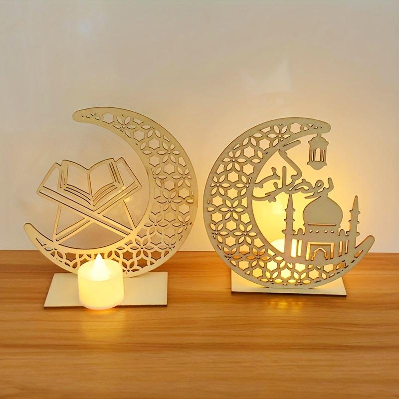 Ramadan Night Lights Star And Moon Wooden Festival Craft Lamps Muslim Eid Party Decoration Candles Atmosphere Lights