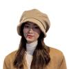 Women's Fleece-Lined Lamb Wool Beret: Warm Autumn/Winter Bucket Hat for Skiing & Outdoor Play