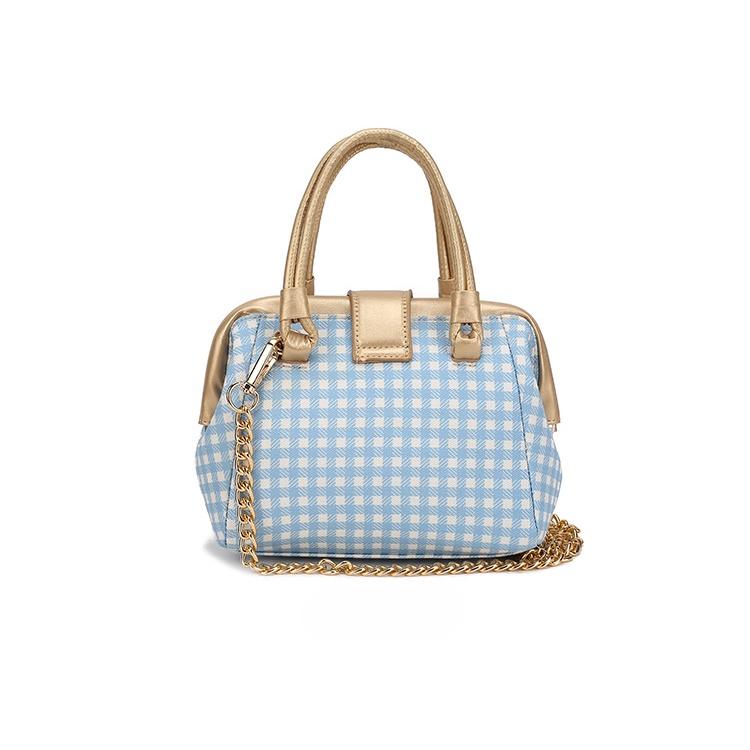 IELGY Pink Plaid Cute Portable Messenger Bag