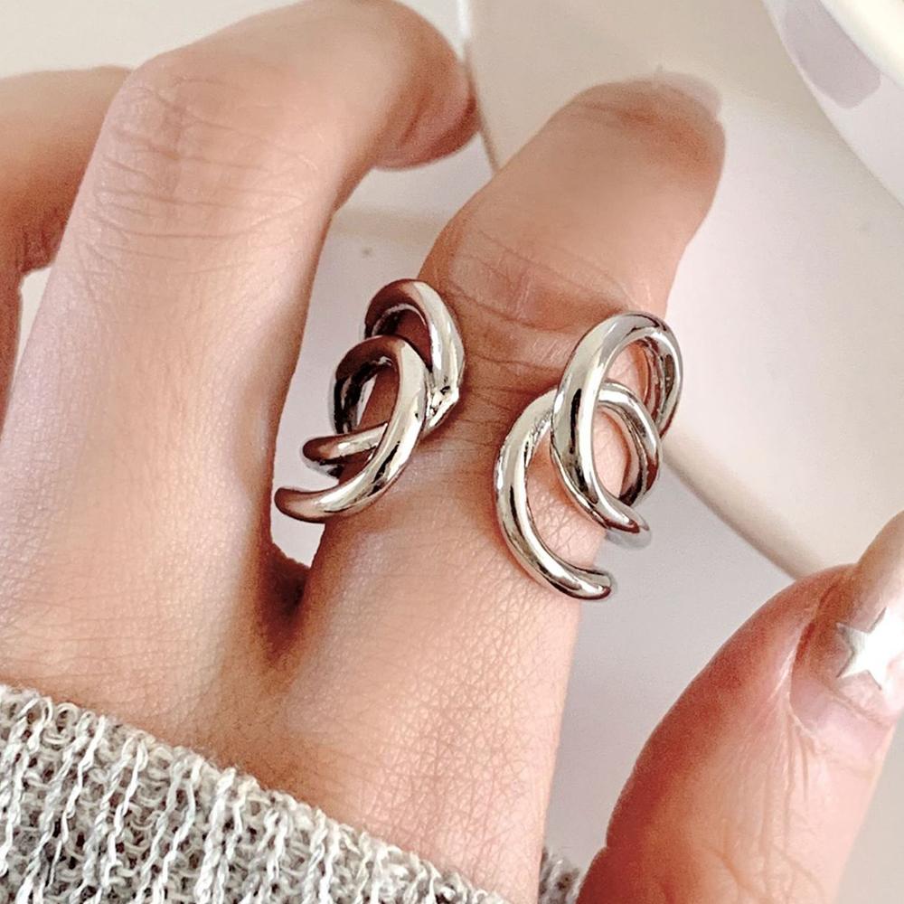 PANJBJ Real 925 Silver Retro Round Ring For 2 Rigns Women Chain Vintage Fine Jewelry Minimalist Accessories Gift