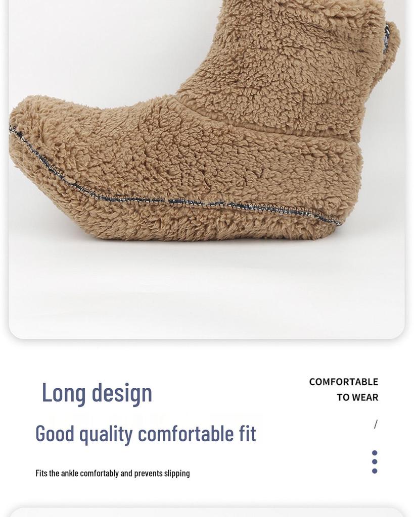 Men's Non-Slip Fleece-Lined Warm Socks - Mid-Calf, Indoor Winter Floor Footwear