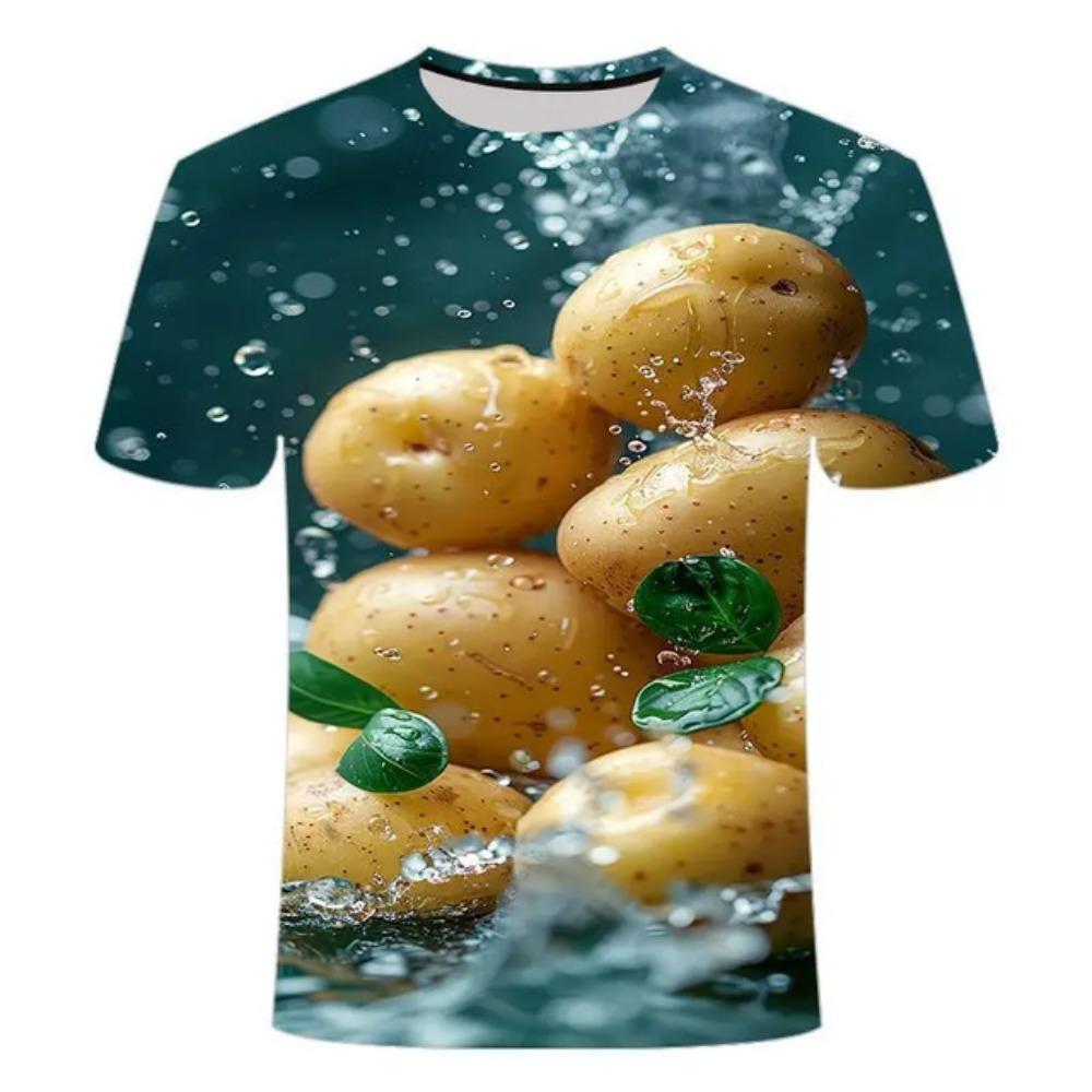 Summer Fashion Plant Vegetables Graphic T-shirt For Unisex Trend Casual Melon and Fruit Flowers 3D Printed Men Short Sleeve Tops
