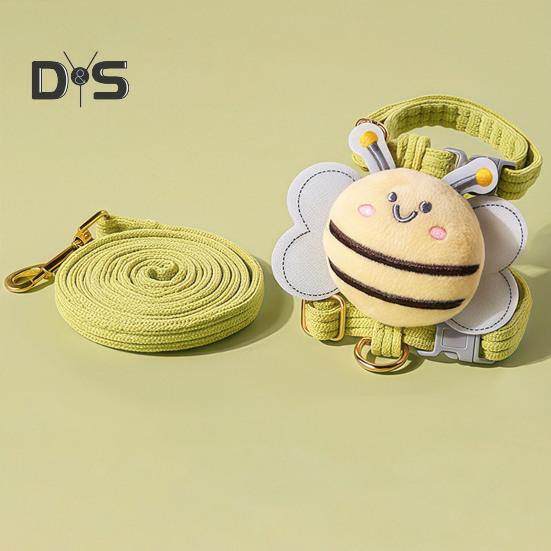 Набір шлейки та повідця для котів, регульована шлейка для кошенят, що не дозволяє втекти, з мультяшною бджілкою, для малих та середніх котів, собак, для прогулянок на вулиці