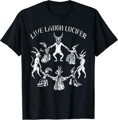 Live Laugh Lucifer Horror Satan Satanic Demonc Devil Goat Men T Shirt