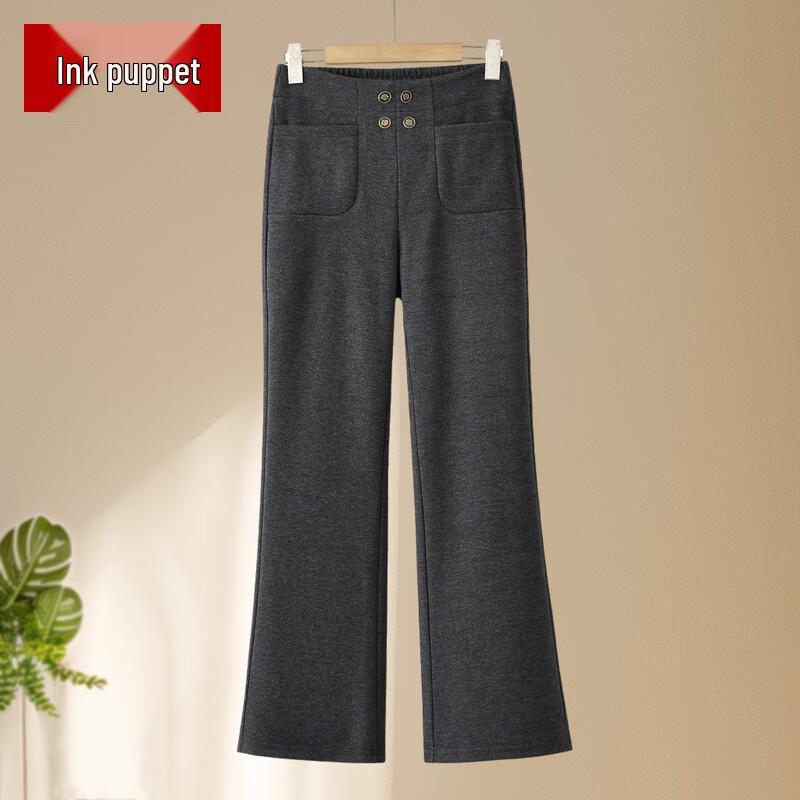 Women s High-Waist Straight-Leg Fleece-Lined Casual Pants 3XL