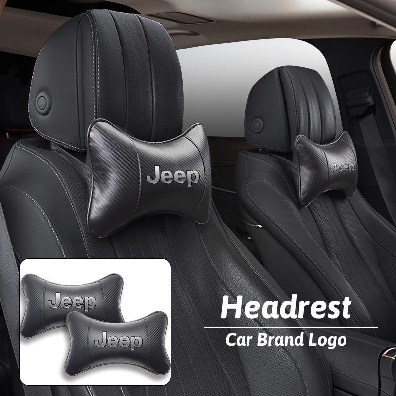 Breathable Car Headrest Leather Neck Pillow Protection For Jeep Grand Cherokee Wrangler JK Gladiator Compass Renegade Wagoneer