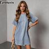 Fashion Casual Loose Denim Short Sleeve Dress Women's Clothing