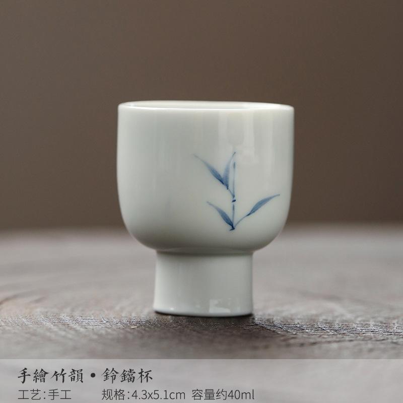 

2pc/set Hand-painted Bamboo Rhyme High Feet Tea-calix Household Handmade Master Cup Beautiful Teacup Fragrance Cup Teaware 40ml