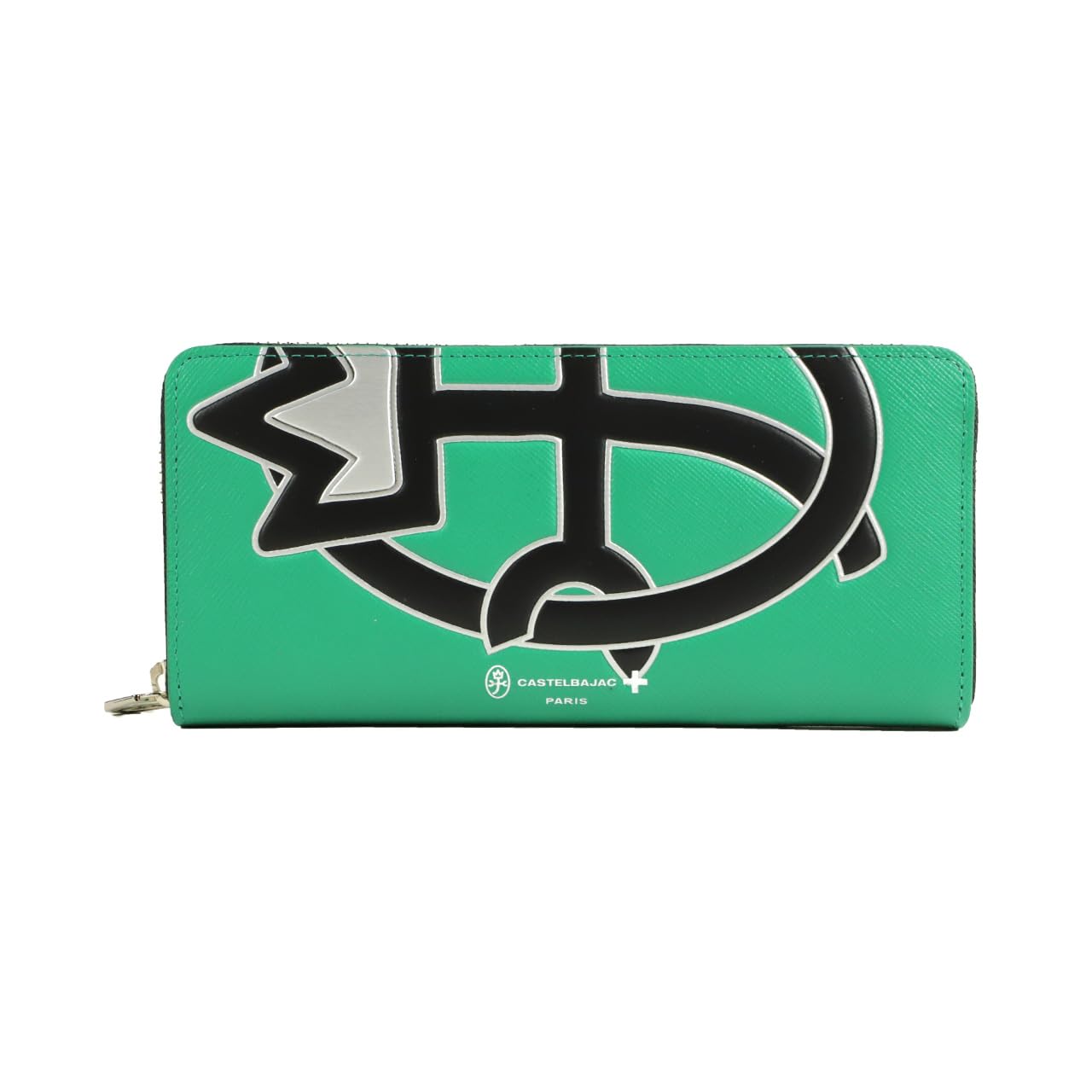 Castelbajac Round Zipper Long Wallet with Coin Upura Green Purse, 054624,