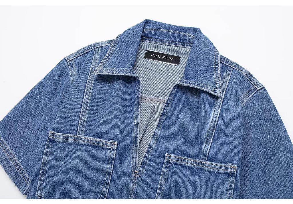 Women's Washed Denim Pullover Shirt & Skort - Summer 2024 Street Style Arrival