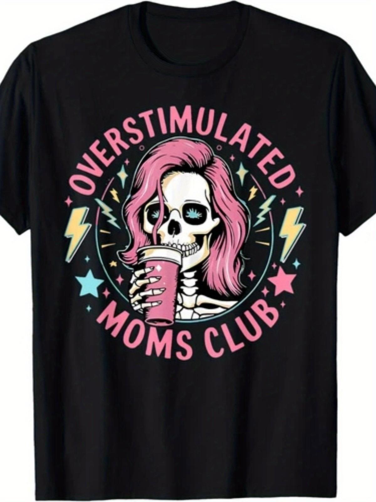 Overstimulated Moms Club Shirt - Retro Skeleton Mama Tee Funny Mother s Day Gift S разноцветный
