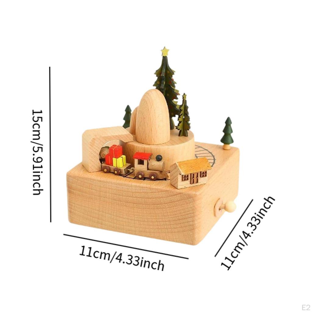 Christmas Wooden Music Box Musical Smart Castle Toy Play Melody Creative Rotating