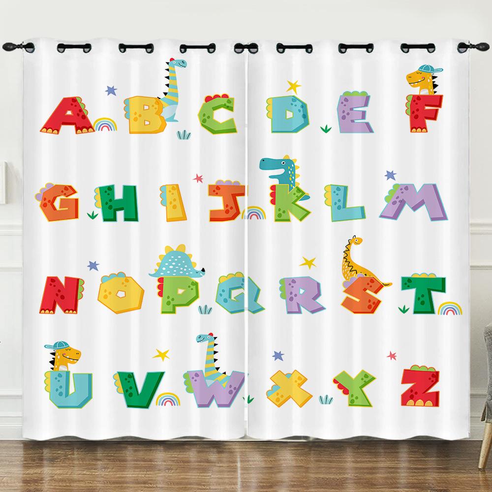 Curtain Cartoon Dinosaur Illustration Digital Printing Blackout Curtain Bedroom Punching