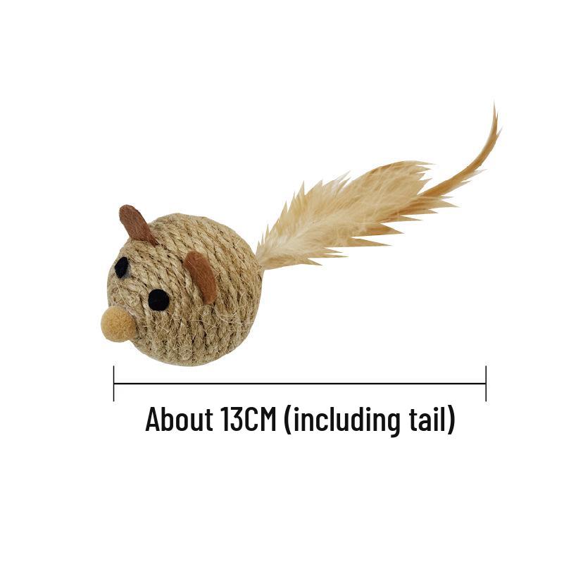 Cat Teasing Toy: Self-Entertainment Ball with Teasing Stick, Gnawing Hemp, Bite-Resistant, Scratch Sound Bell, and Mouse Design.