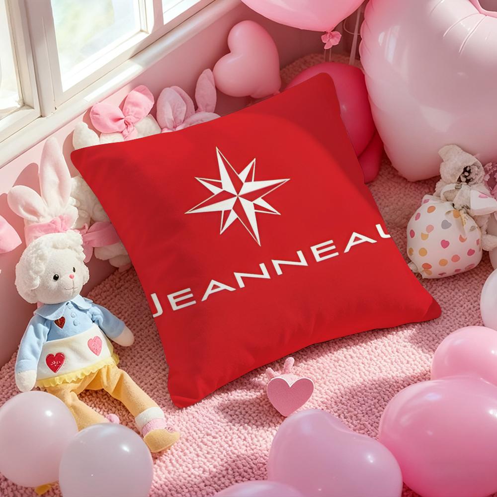 J-JEANNEAU logo Cushion Cover Pattern Printed Pillowcase for Living Room Sofa Cushion Cover & Bedroom Decor