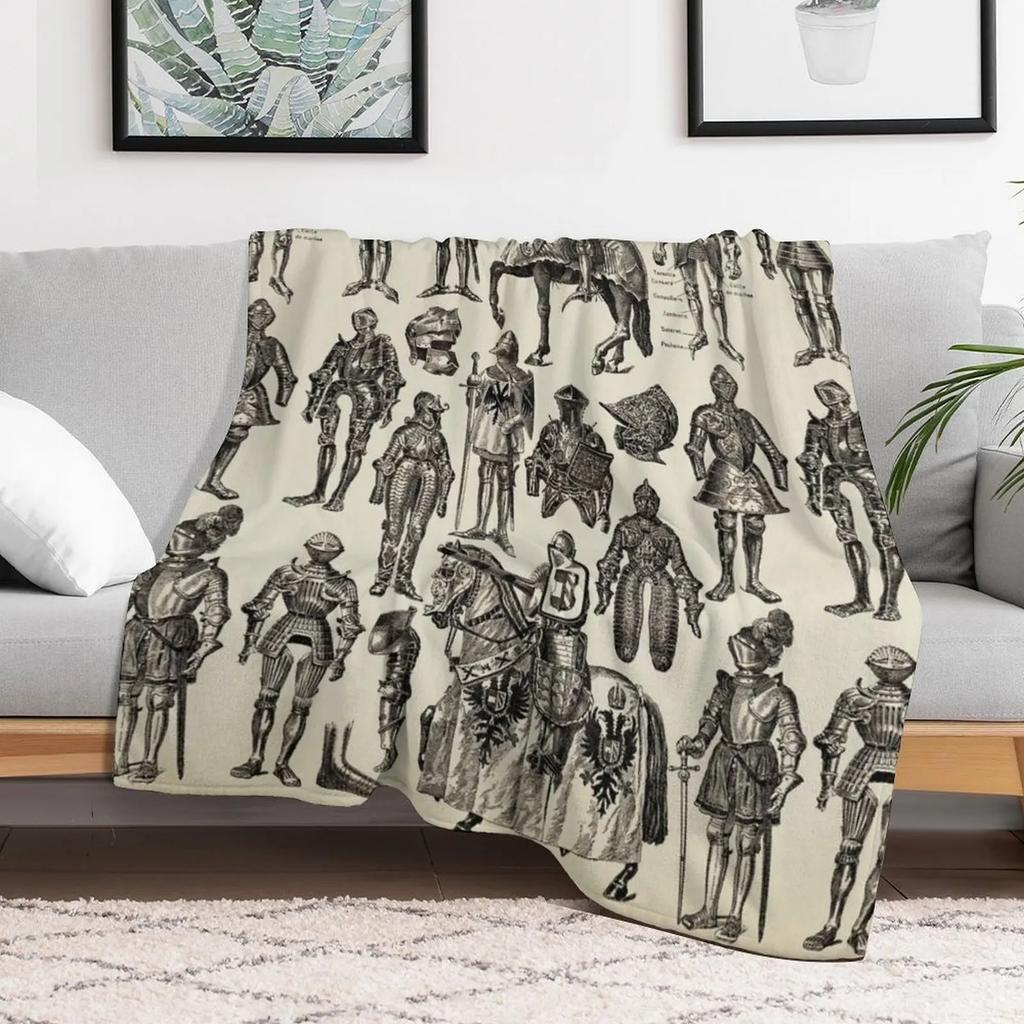 Medieval Knight Throw Blanket Soft Cozy Blanket for Pet Kids Adults