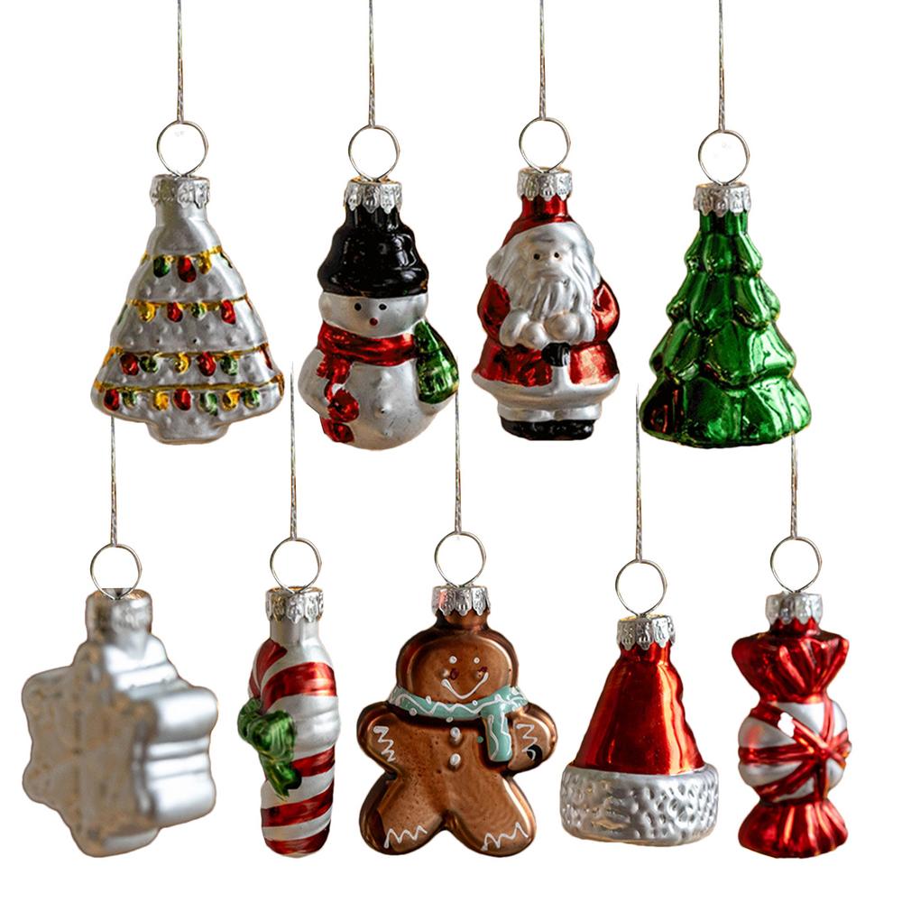 

9 шт. Стеклянная подвеска Новогодняя елка Подвесное украшение 2025 Рождественское украшение снеговик снежинка елка креативная подвеска
